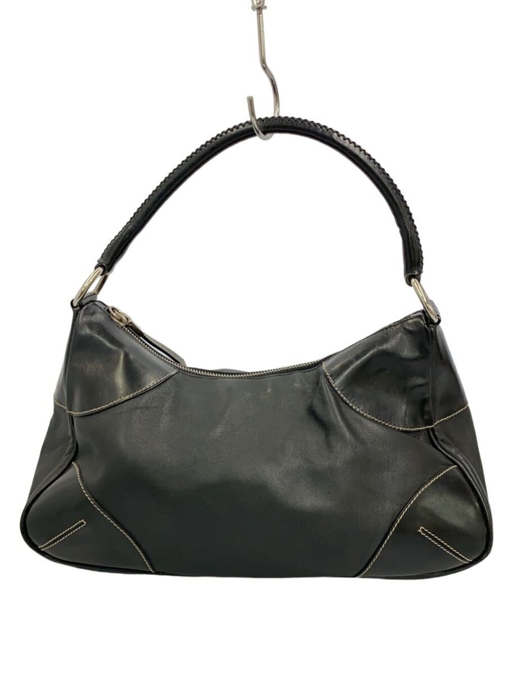 Prada Triangle One Handle Handbag Leather BlackBag